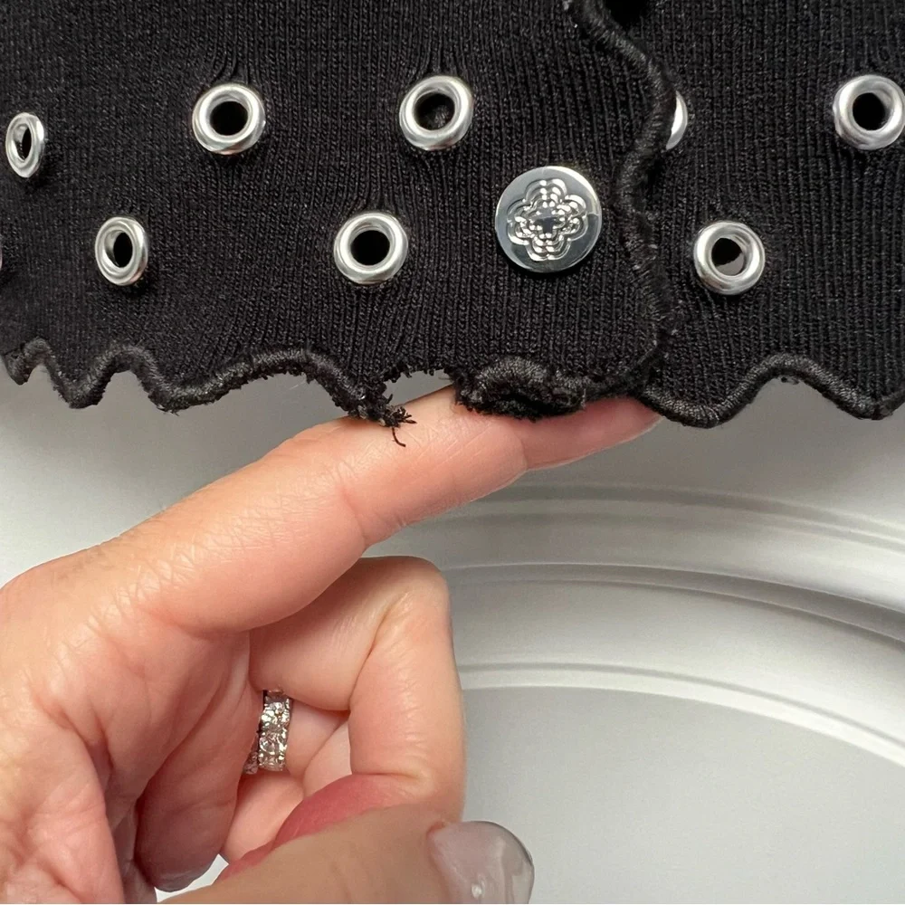 Maje Moleillety Grommet/Eyelet Cardigan w/ small unraveled bottom section - Picture 11 of 11